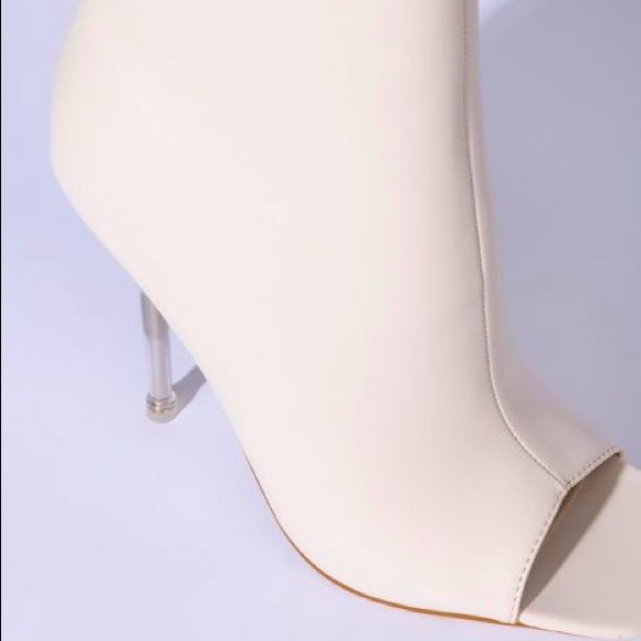 AZALEA WANG Ivory Chelsea Vegan Leather Open Toe Ankle Boots - Picture 5 of 5